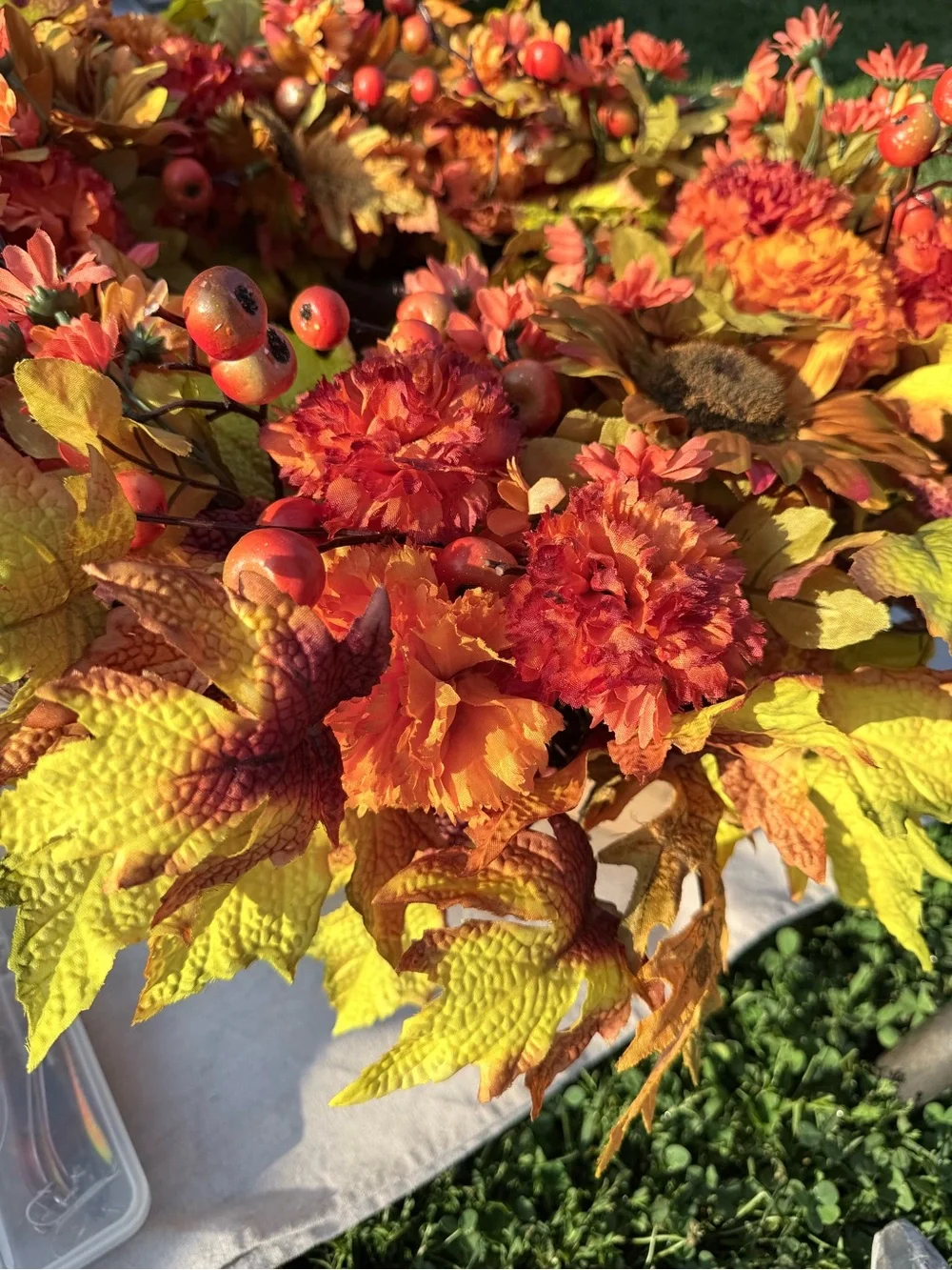 Autumn Harvest Orange Fall Wreath Balsam Hill Wreath Sunburst Mums Wreath